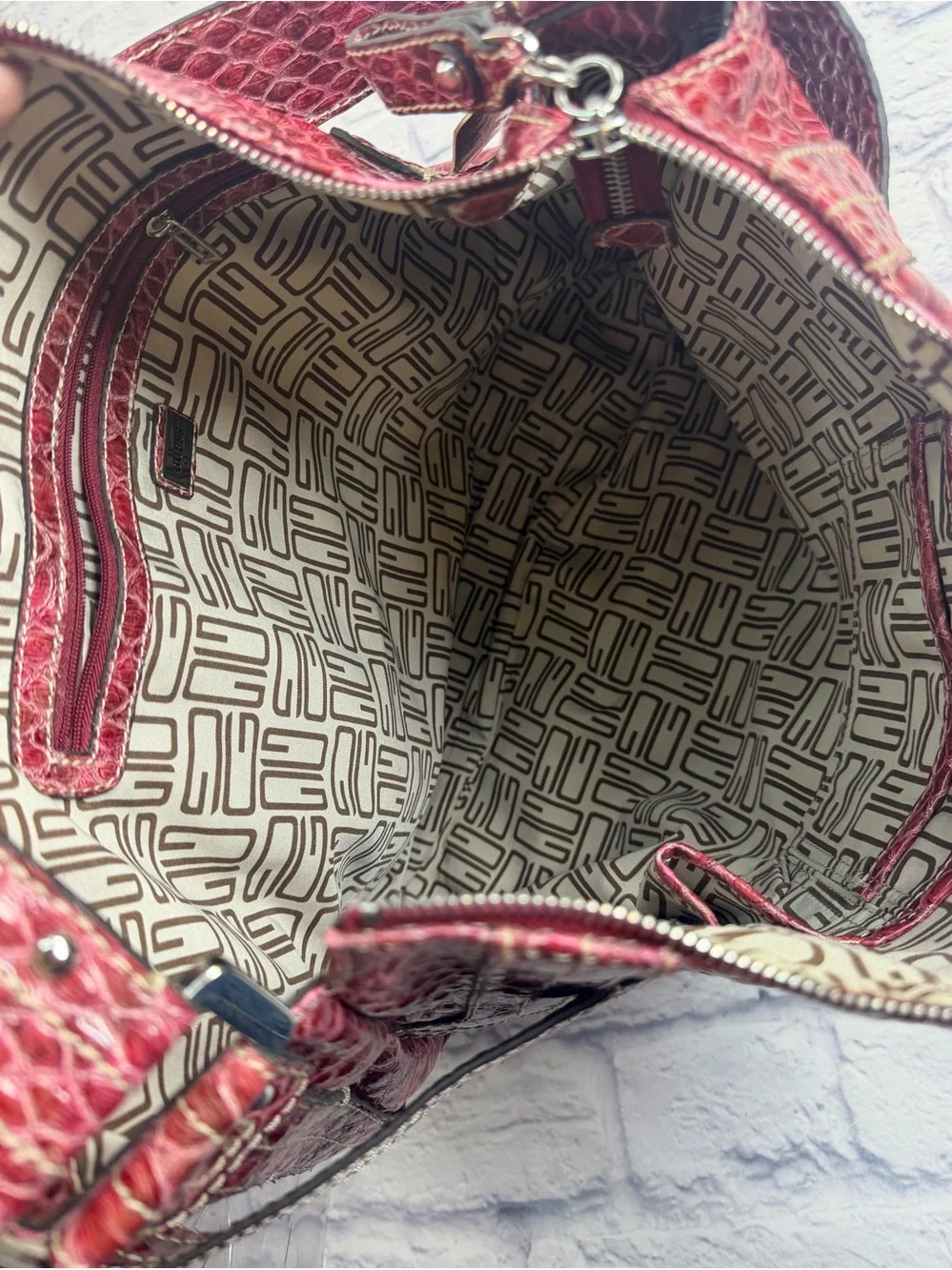 NWT GUESS Red Snake-Embossed Hobo Bag